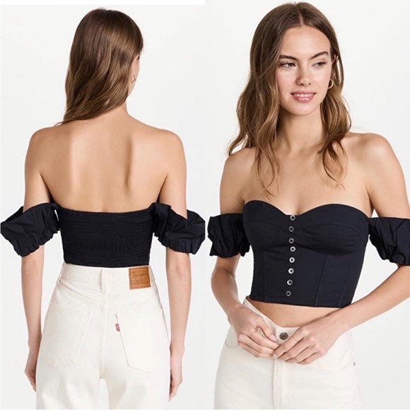 STAUD Tops - NWT | Staud Bouvier Off-The-Shoulder Poplin Top Black | L